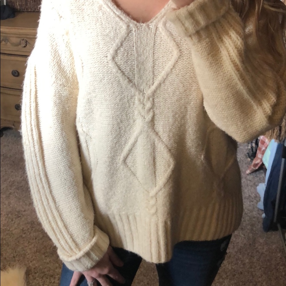 Cream V neck sweater